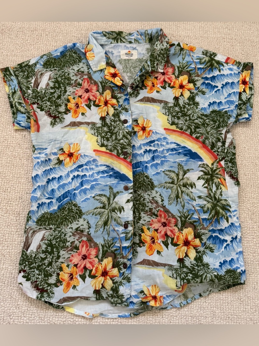 Marine Layer Tropical Floral Button-Down Shirt